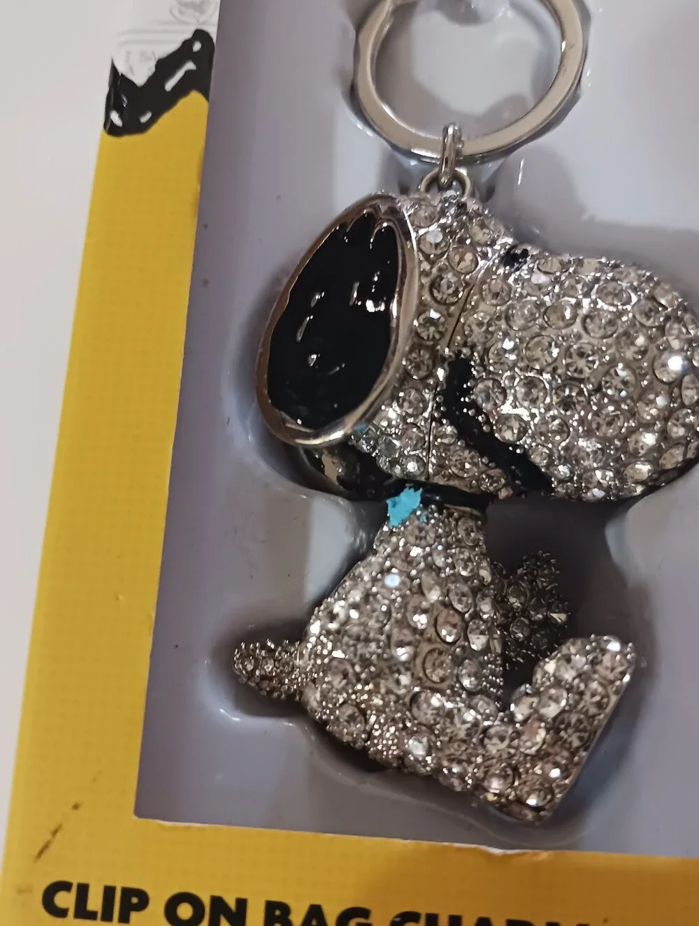 NWT Snoopy Bag Charm, Rhinestone Dog Key Chain By LArocks